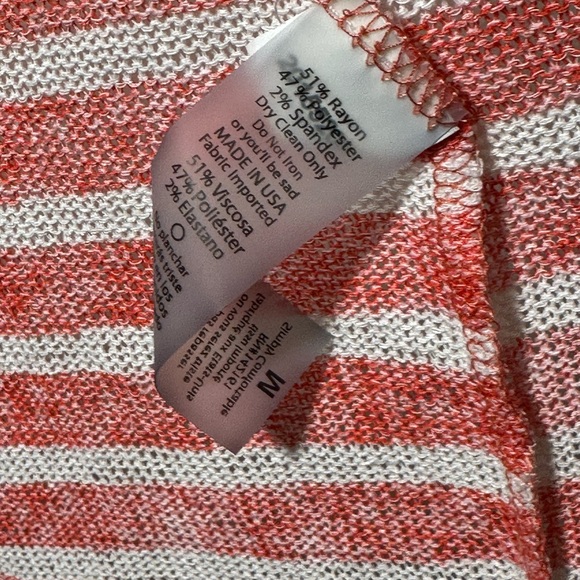 LuLaRoe Coral White Stripe Open Knit Dolman Sleeve Long Duster Cardigan NWOT M‎ - Picture 10 of 15